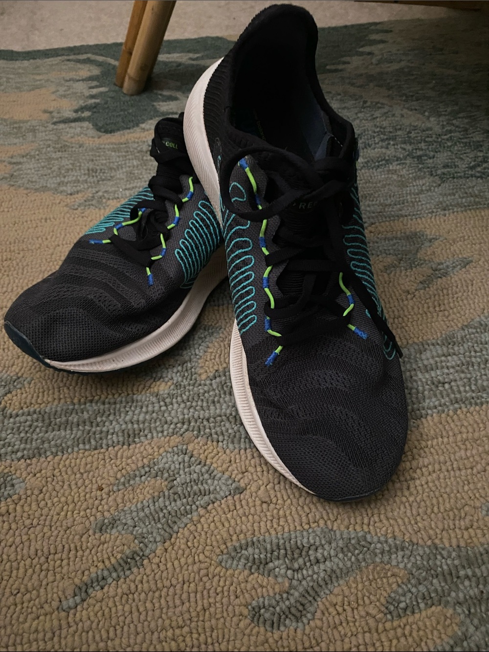 New Balance  Fuel Cell Black Running Shoes with Blue & Green Accents